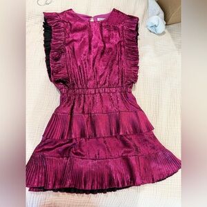 TCEC Fuchsia Metallic Dress with Ruffle Details